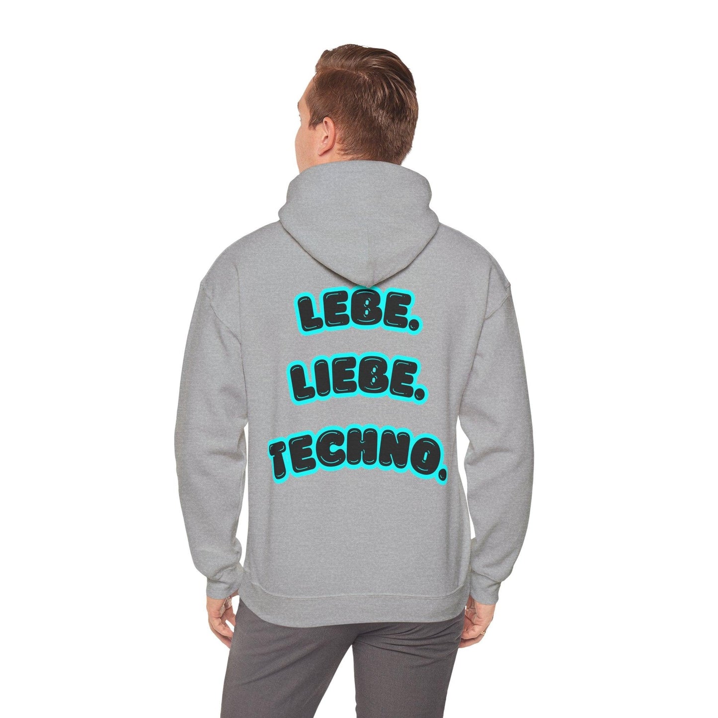 Techno Love Unisex Hoodie - Bassline Merch Slogan Hellblau Design