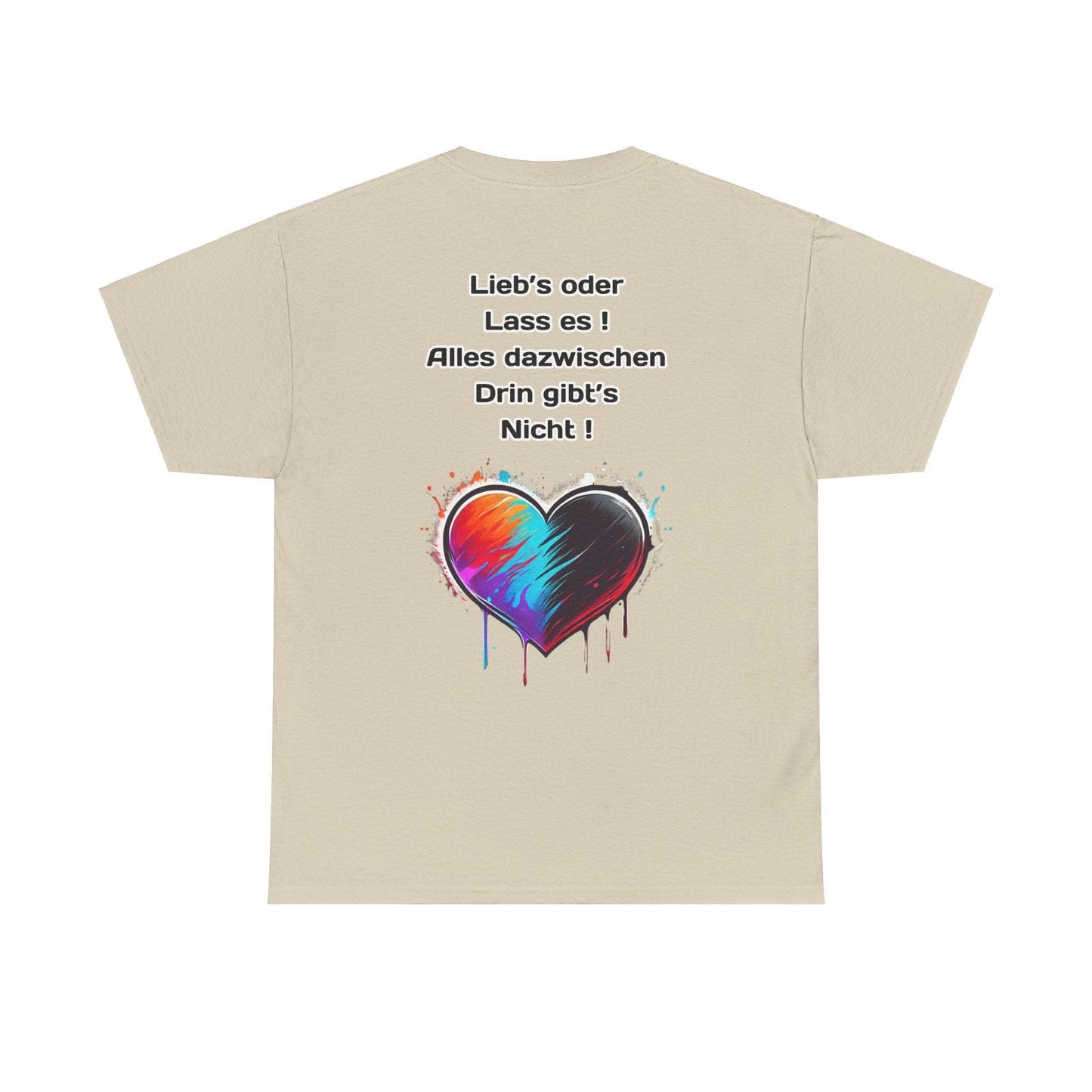 Techno Split Heart Unisex T-Shirt Rückseite - Lieb's oder lass es