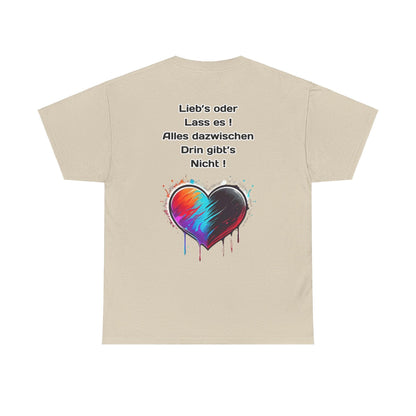 Techno Split Heart Unisex T-Shirt Rückseite - Lieb's oder lass es