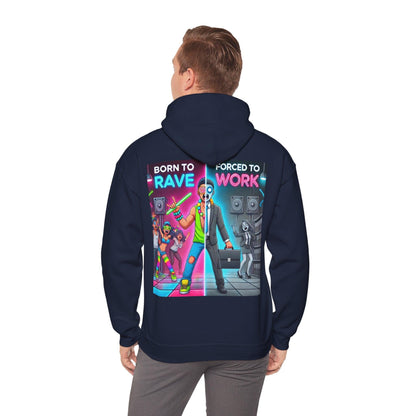Techno Grafik Unisex Hoodie - Rave vs Work Split