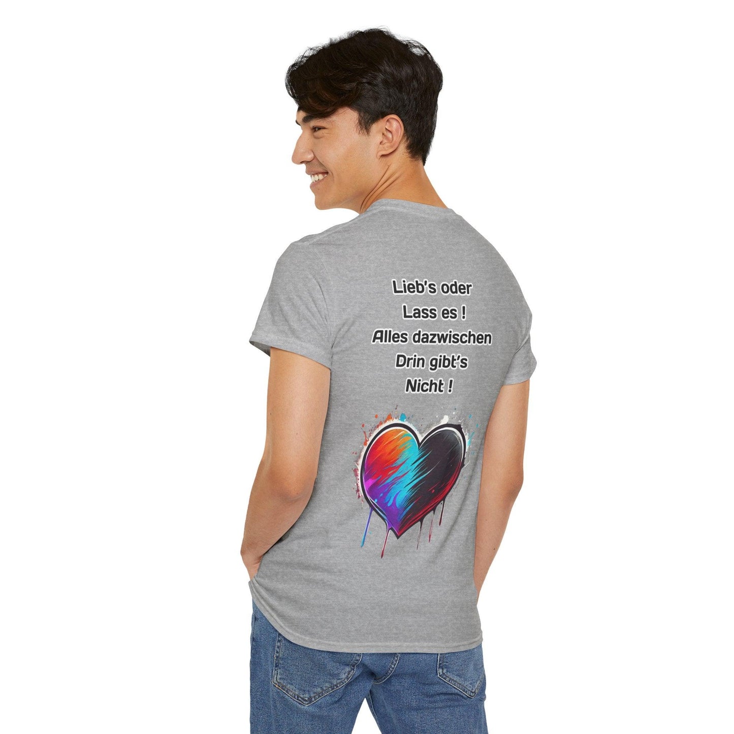 Techno Split Heart Unisex T-Shirt Rückseite - Lieb's oder lass es