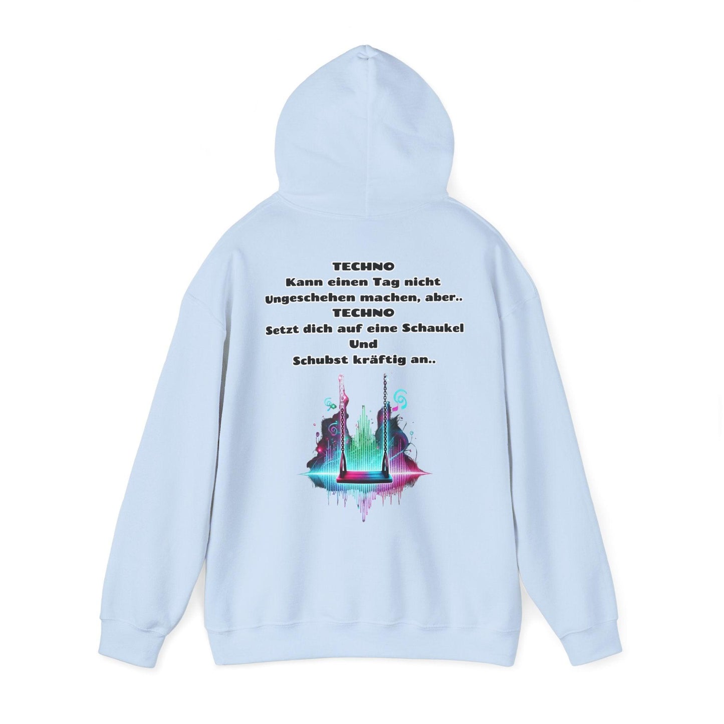 Techno Swing Unisex Hoodie - Schaukel mit Lichtern und Frequenzlinien Design