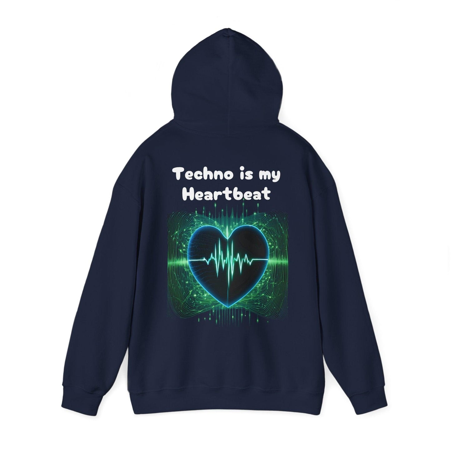 Techno Herzschlag Unisex Hoodie - Neon Heart Design