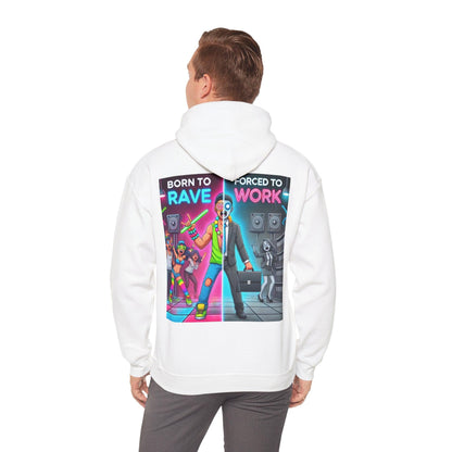 Techno Grafik Unisex Hoodie - Rave vs Work Split