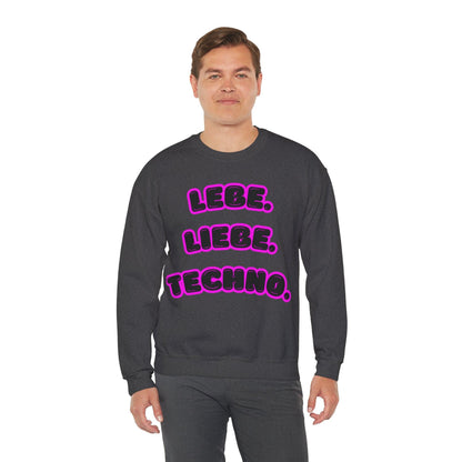 Techno Love Unisex Sweatshirt - Bassline Merch Slogan Pink Design