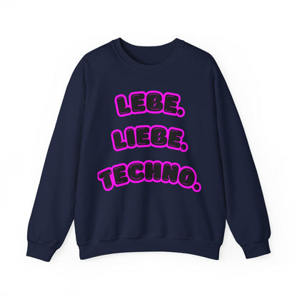 Techno Love Unisex Sweatshirt - Bassline Merch Slogan Pink Design