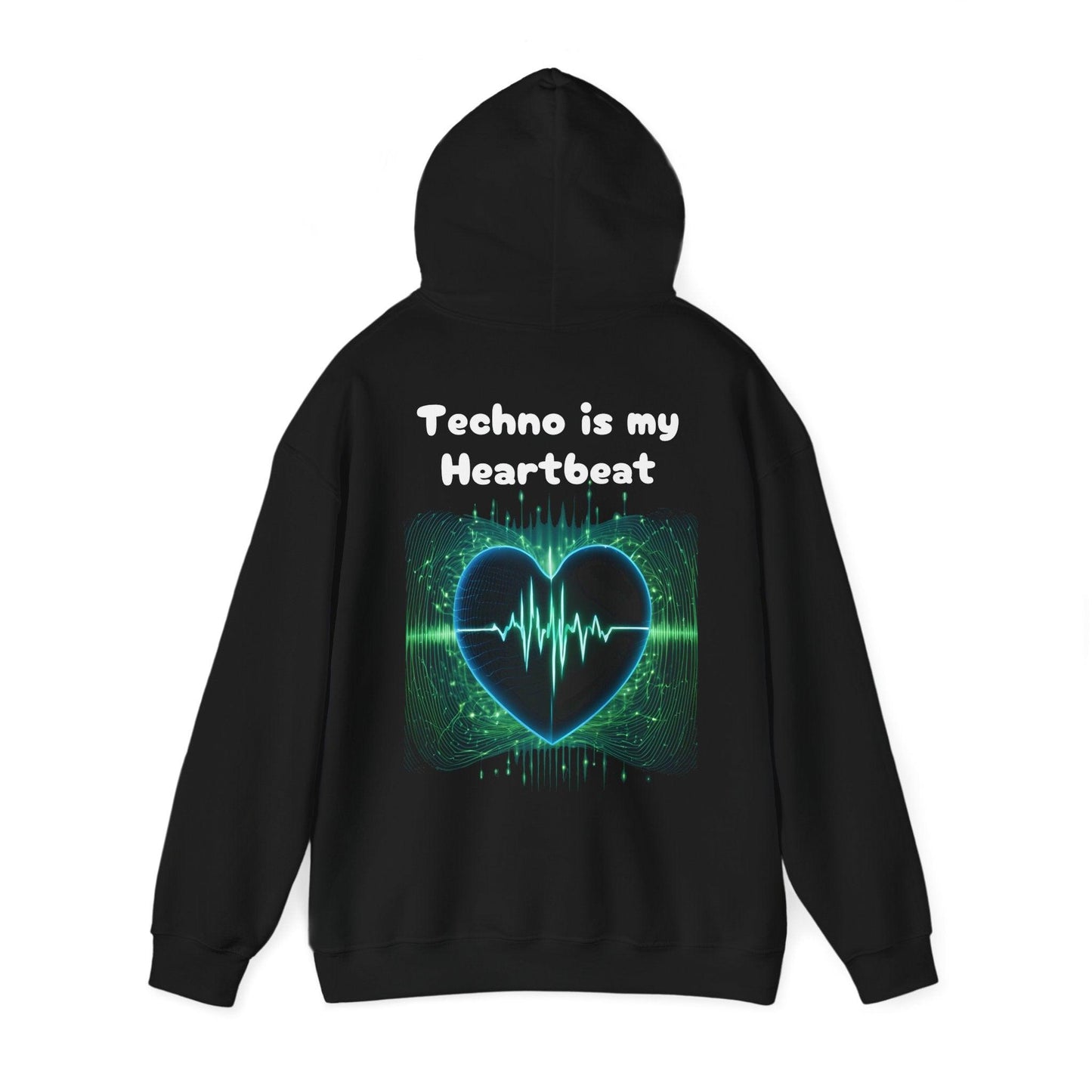 Techno Herzschlag Unisex Hoodie - Neon Heart Design