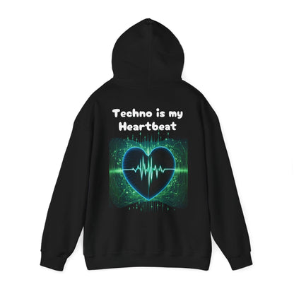Techno Herzschlag Unisex Hoodie - Neon Heart Design