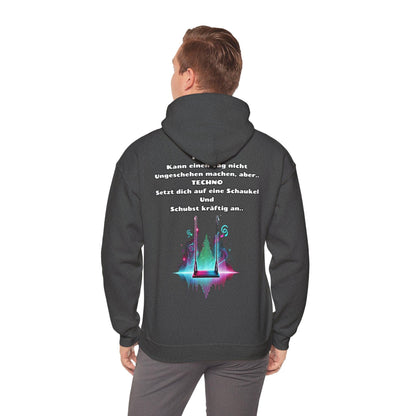 Techno Swing Unisex Hoodie - Schaukel mit Lichtern und Frequenzlinien Design